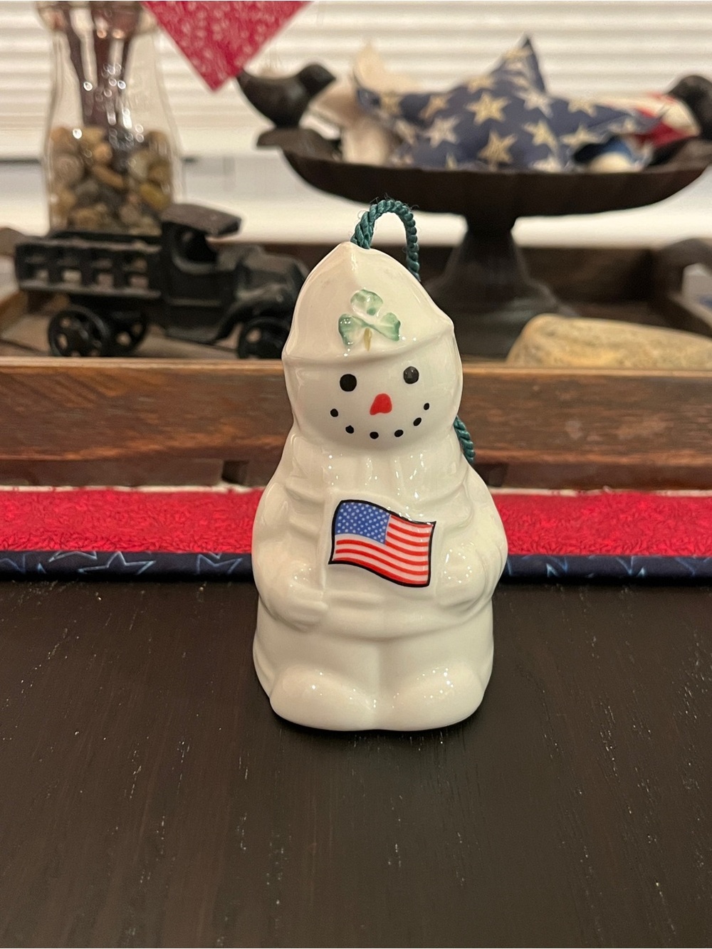 Belleek Fireman Snowman Bell Ornament